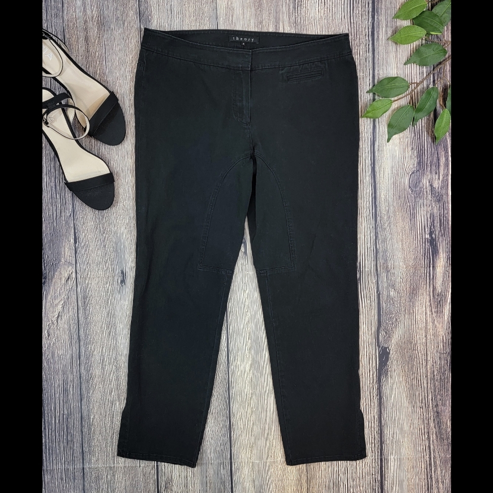 Theory Black Khaki Chino Style Straight Leg Pants